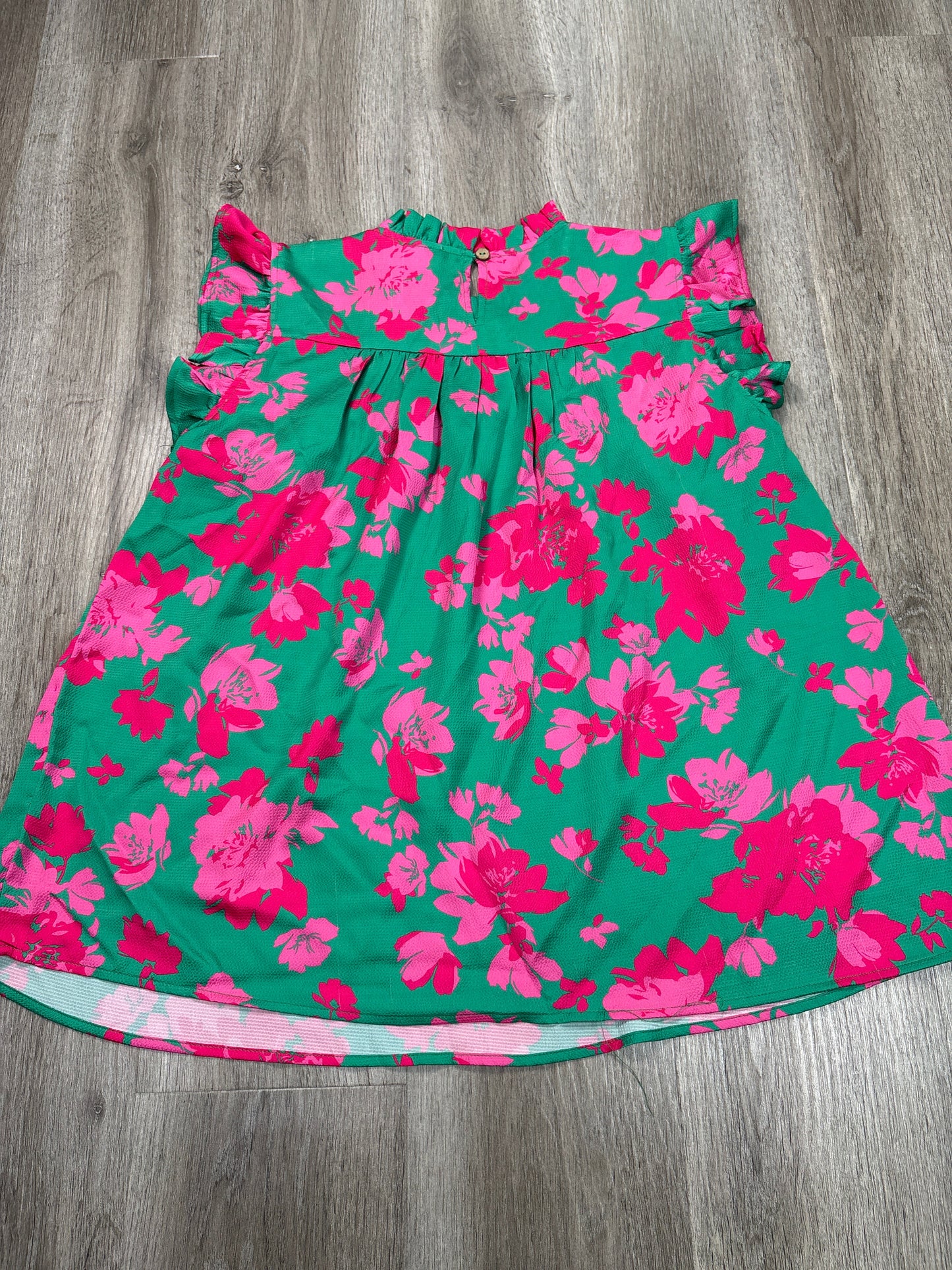 Blouse Sleeveless By Bibi In Green & Pink, Size: S