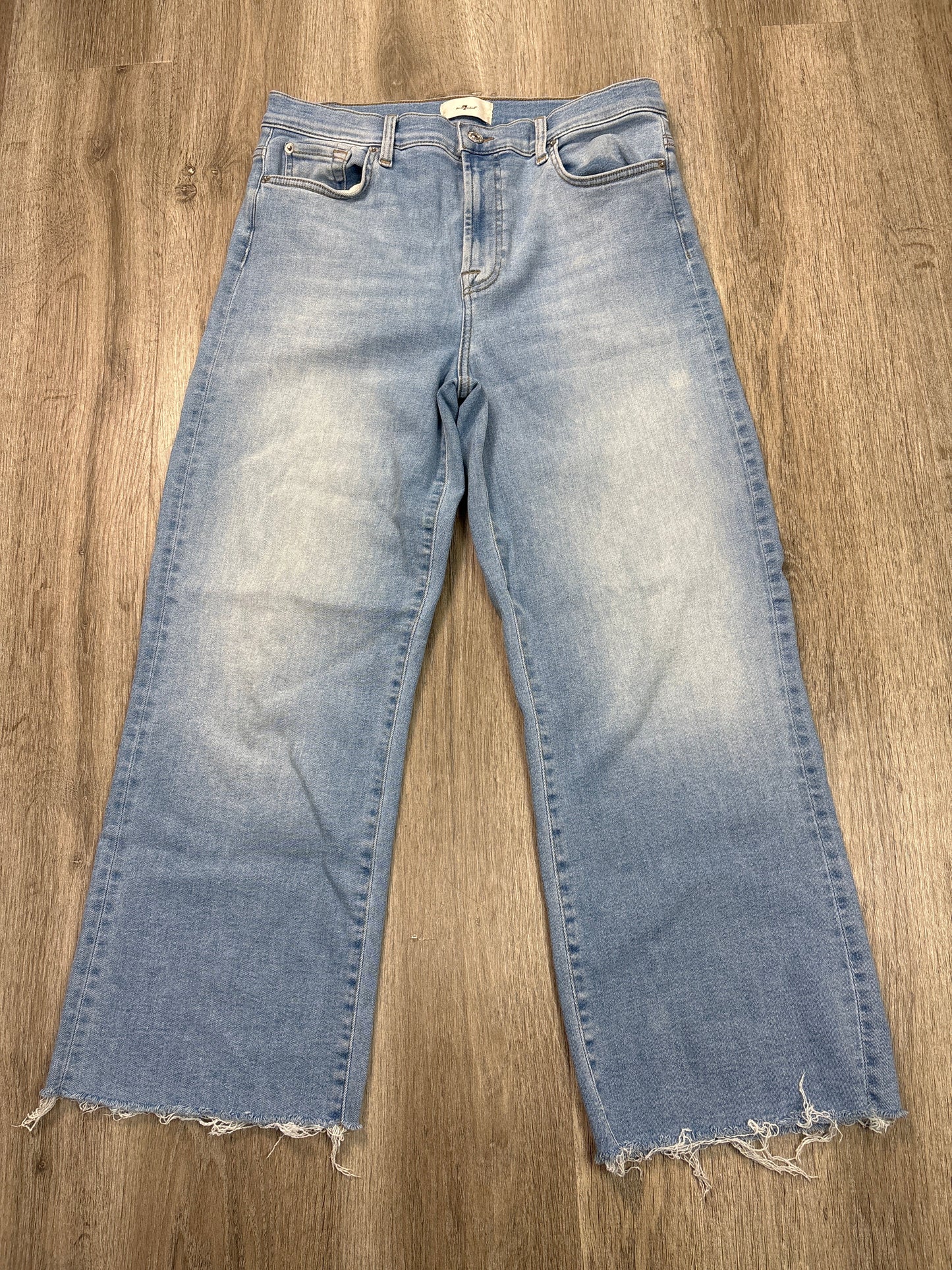 Jeans Cropped By 7 For All Mankind In Blue Denim, Size: 12