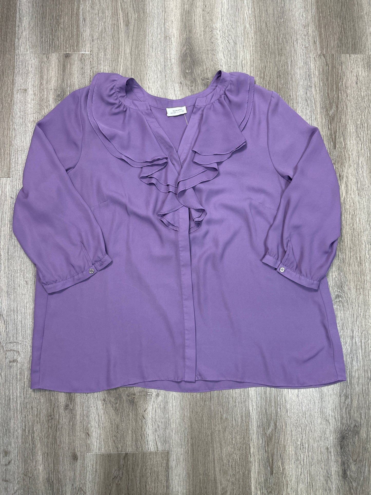 Blouse Long Sleeve By Tahari By Arthur Levine In Purple, Size: 2x