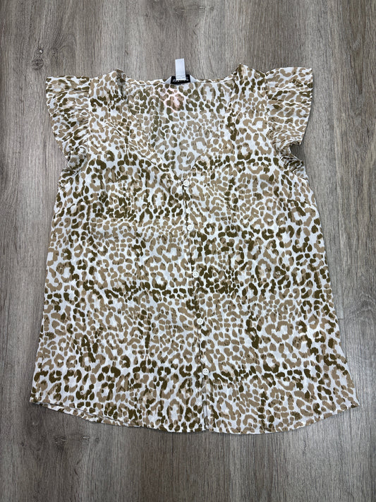 Blouse Sleeveless By Nine West Apparel In Tan & White, Size: S