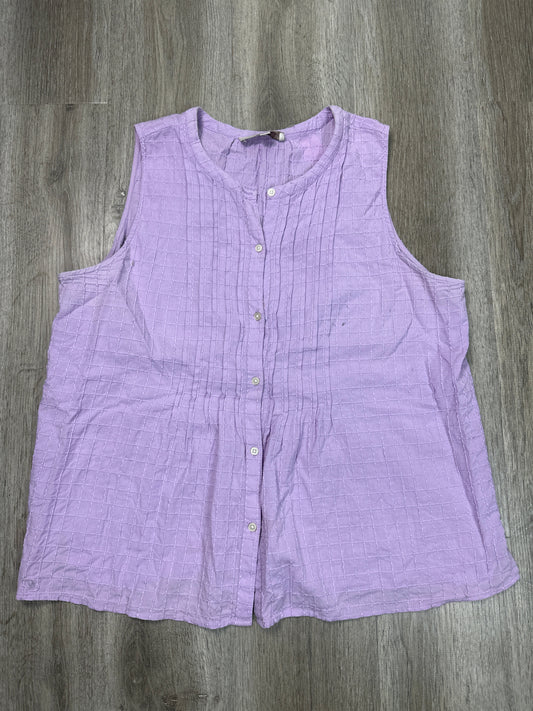 Top Sleeveless By Loft In Purple, Size: Xl