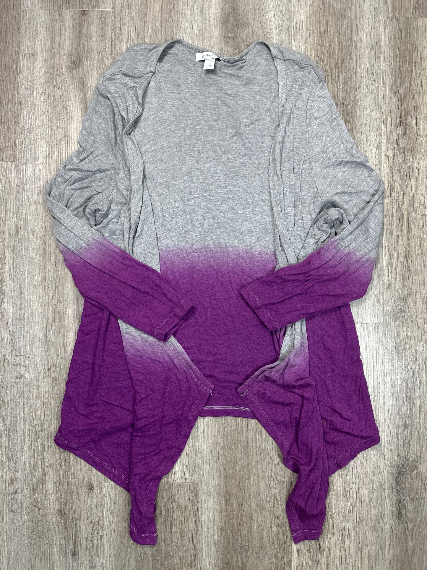 Cardigan By Cj Banks In Grey & Purple, Size: 1x