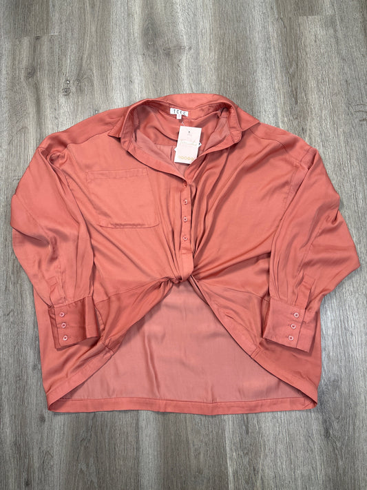 Blouse Long Sleeve By Tcec In Orange, Size: L