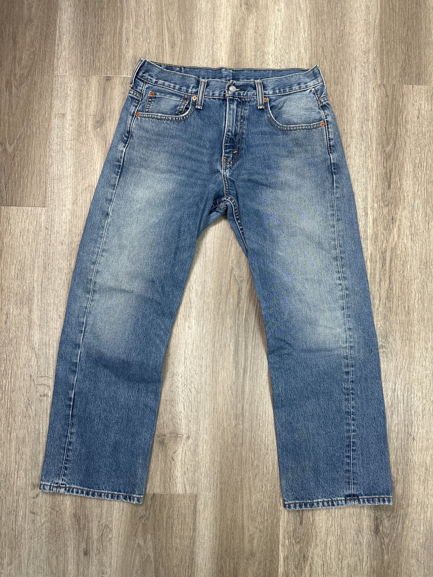 Jeans Straight By Levis In Blue Denim, Size: 14