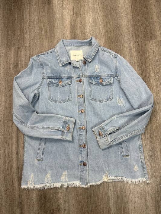 Top Long Sleeve By Thread And Supply In Blue Denim, Size: L