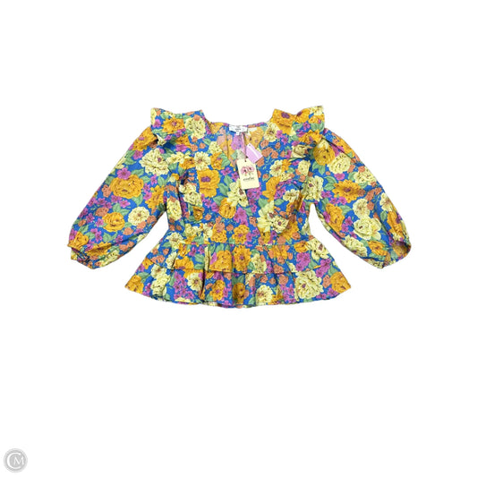 Blouse Long Sleeve By Entro In Floral Print, Size: L