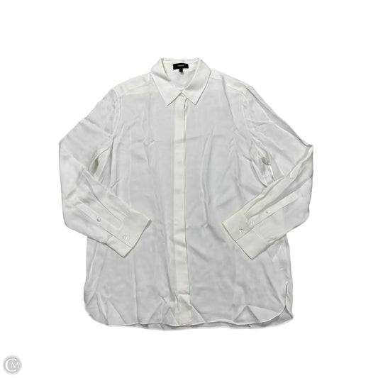 Blouse Long Sleeve By Theory In White, Size: L