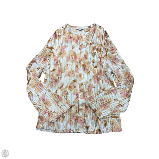 Blouse Long Sleeve By Vince In Floral Print, Size: L