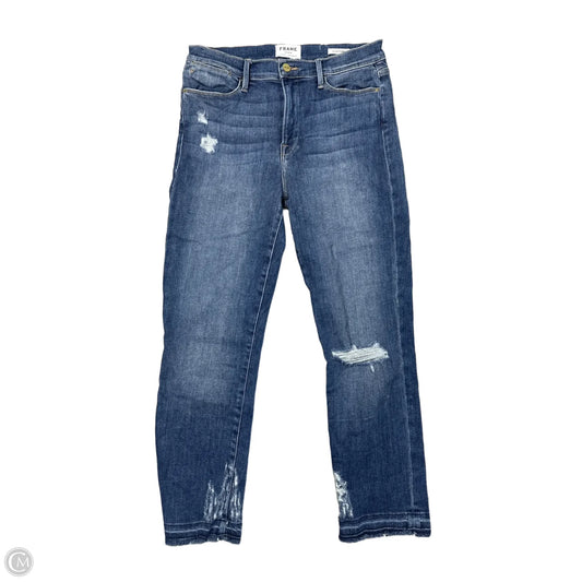 Jeans Straight By Frame In Blue Denim, Size: 10