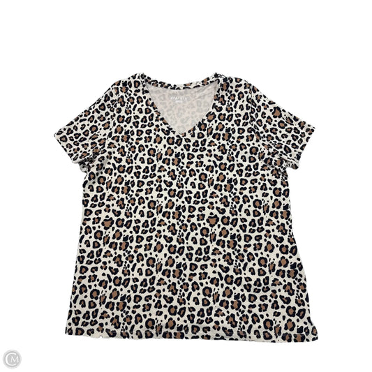 Top Short Sleeve By Ava & Viv In Leopard Print, Size: 1x