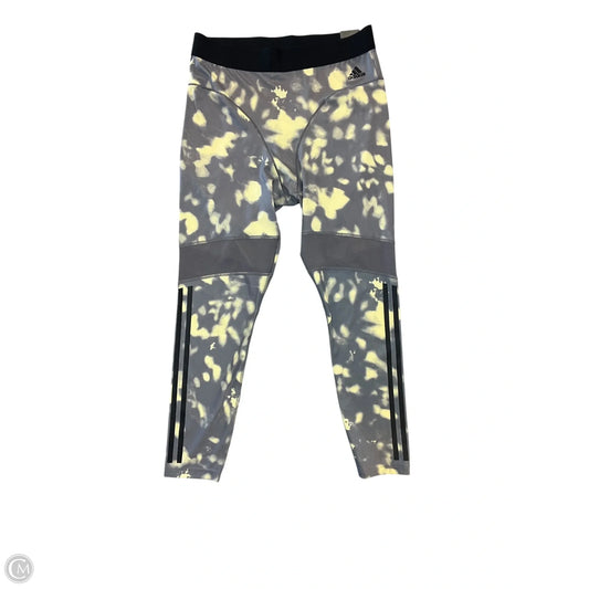 Athletic Leggings By Adidas In Grey & Yellow, Size: L