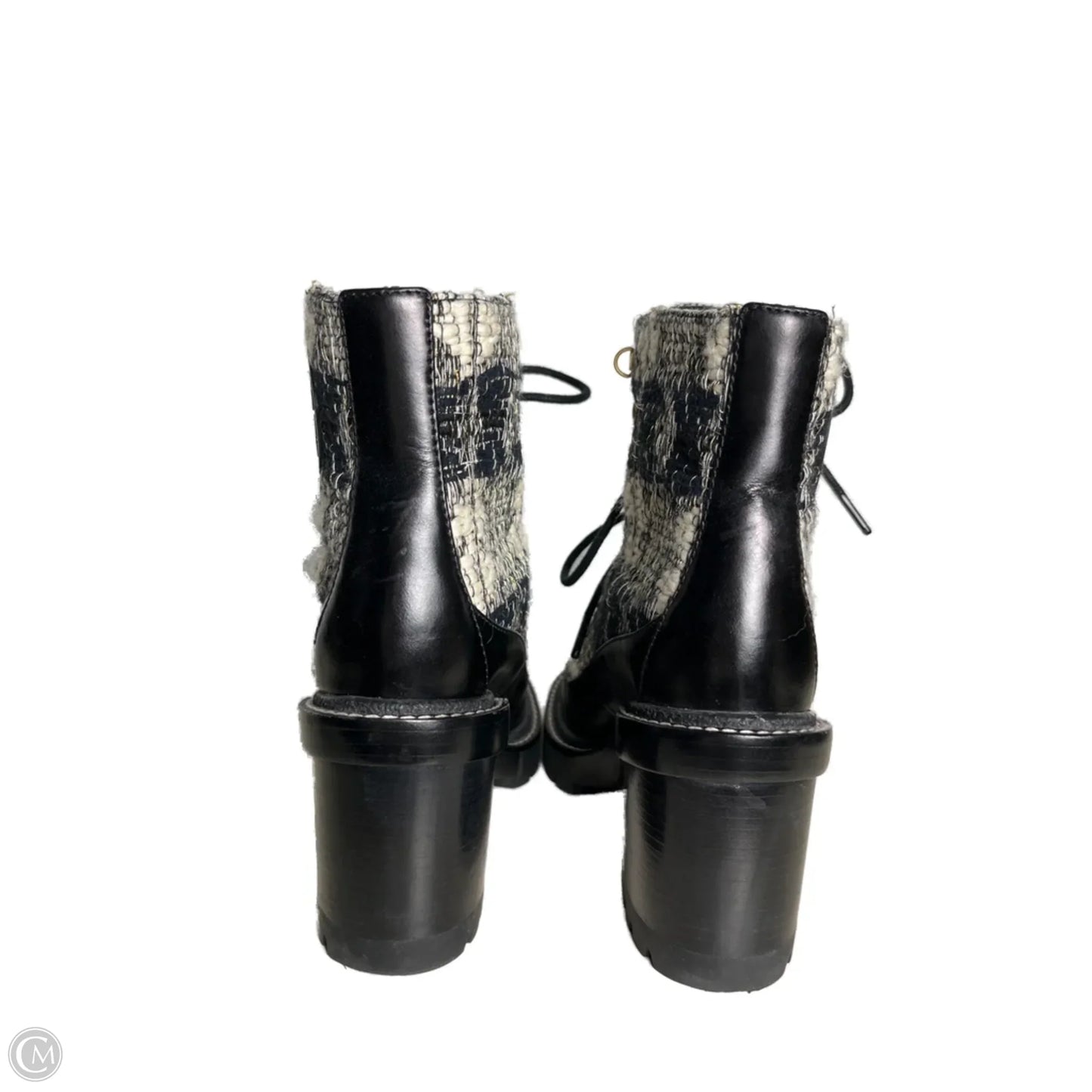 Boots Designer By Tory Burch In Black & White, Size: 5