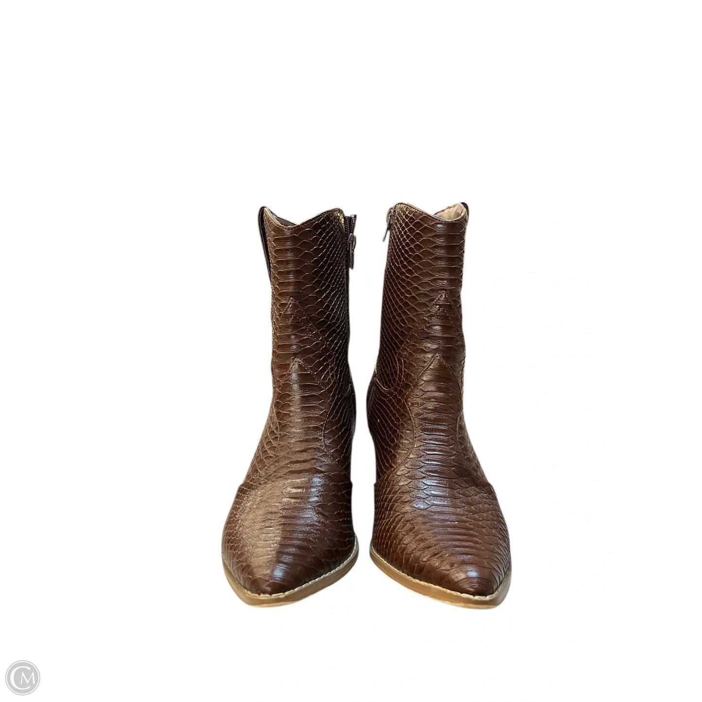 Boots Ankle Heels By Coconuts In Brown, Size: 7.5