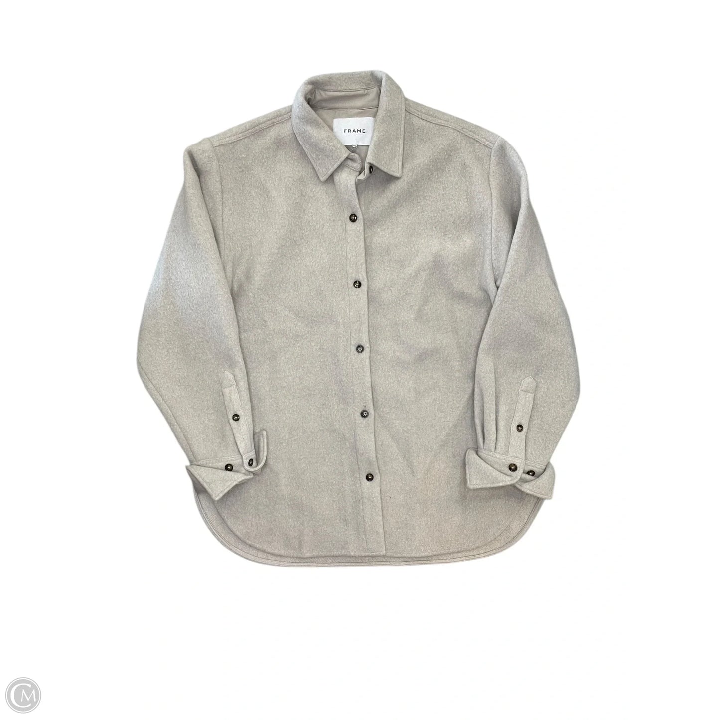 Jacket Shirt By Frame In Beige, Size: M
