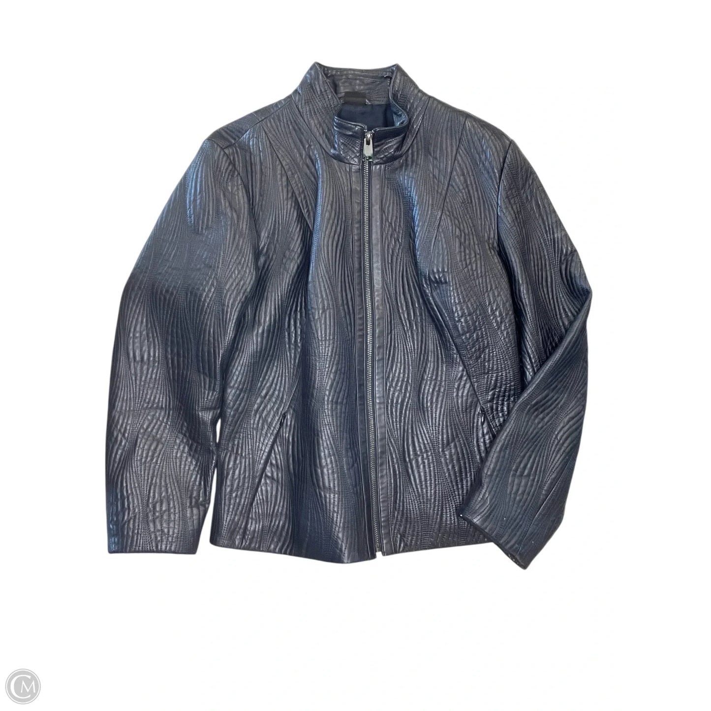 Jacket Leather By Clothes Mentor In Navy, Size: S