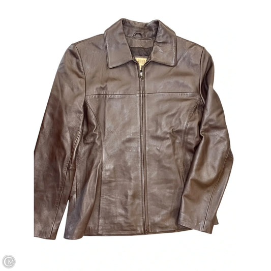 Jacket Leather By Wilsons Leather In Brown, Size: M