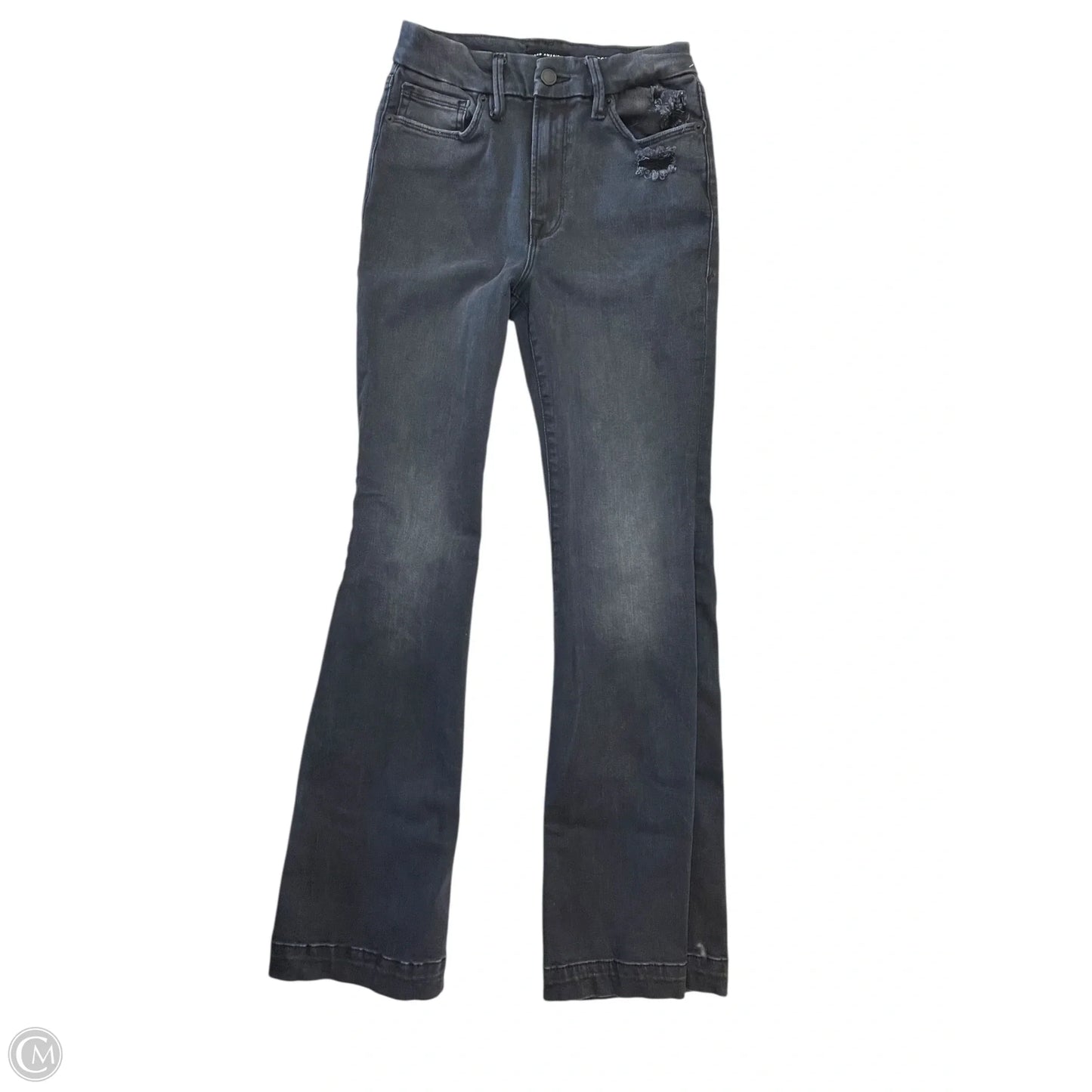 Jeans Flared By Good American In Grey Denim, Size: 4
