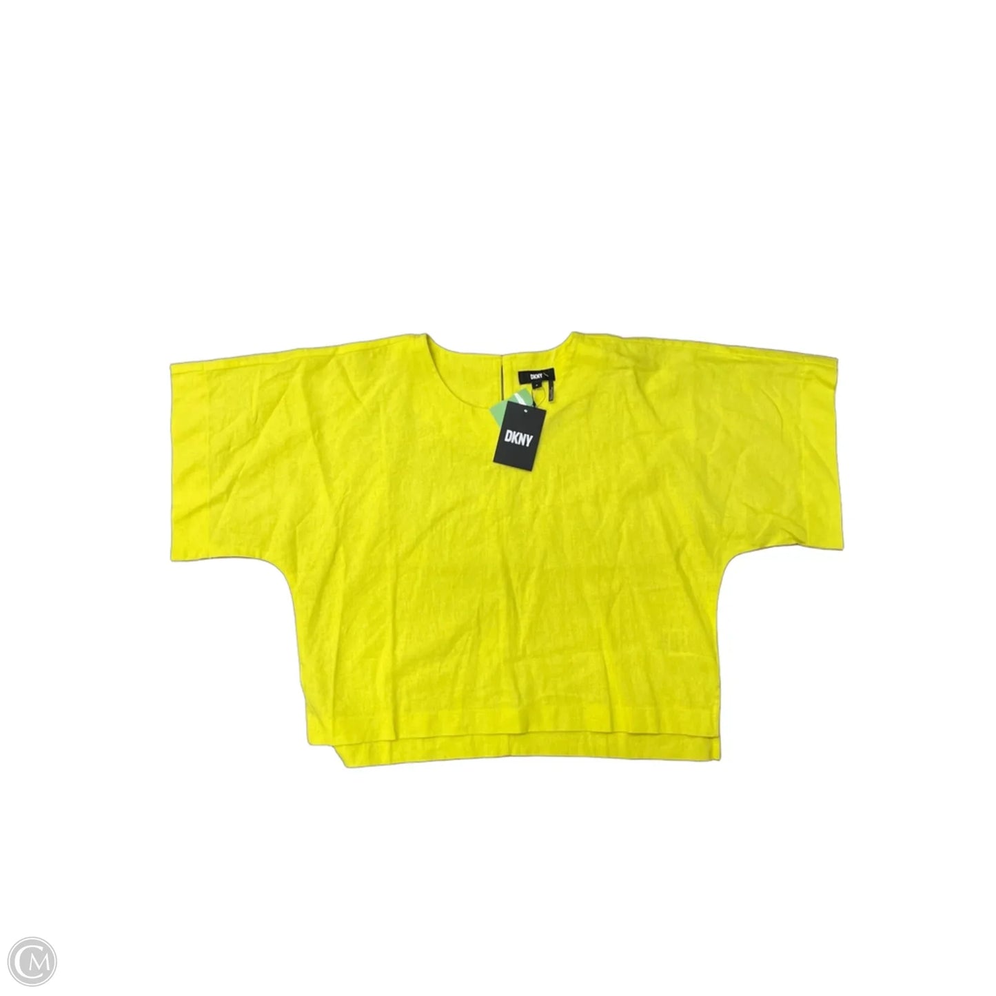 Top Short Sleeve By Dkny In Yellow, Size: M