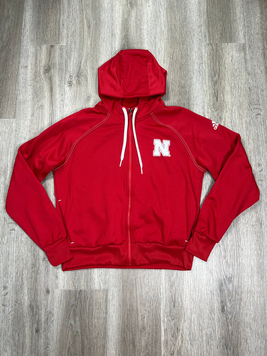 Red Athletic Sweatshirt Hoodie Adidas, Size L