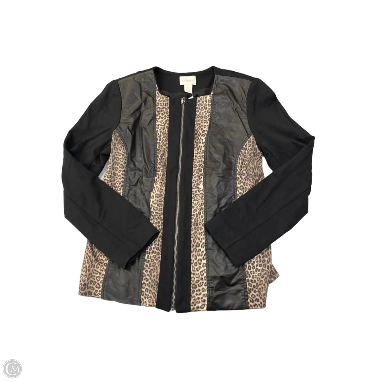 Jacket Moto By Chicos In Black, Size: S