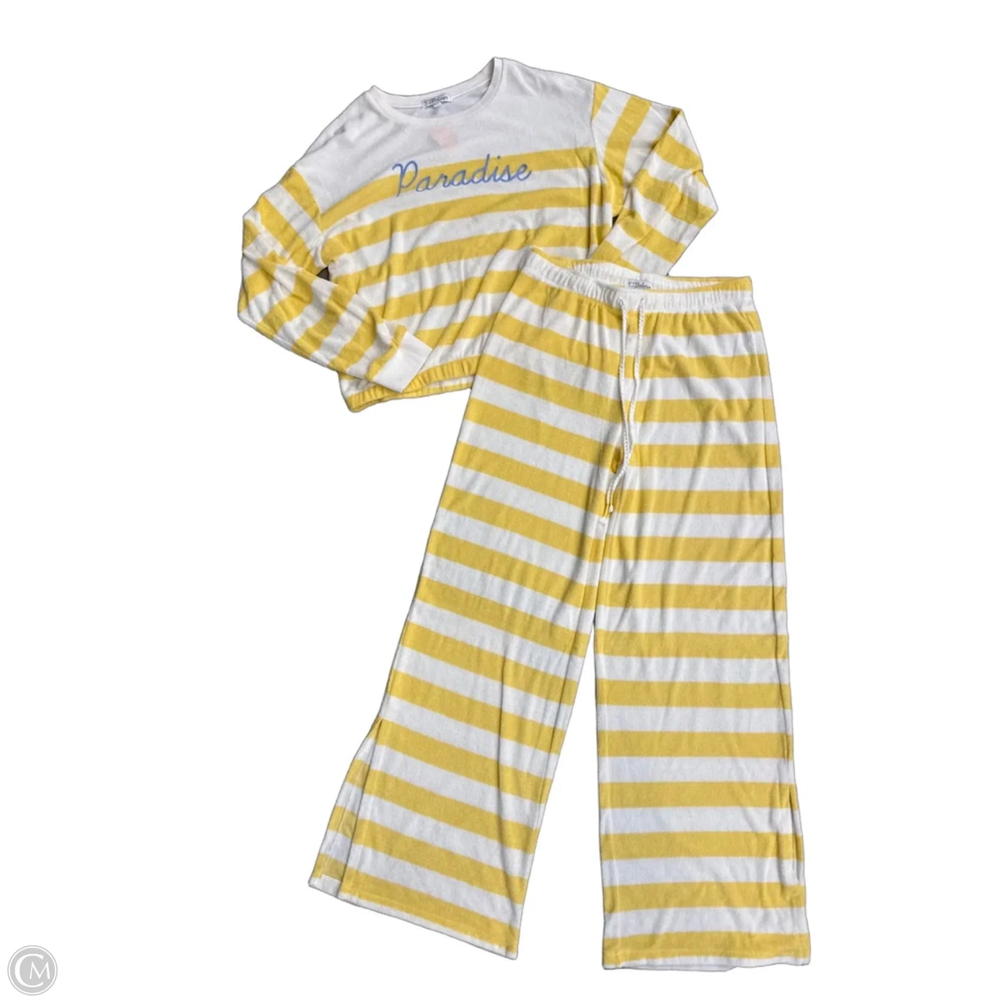 Pants Set 2pc By Clothes Mentor In White & Yellow, Size: L
