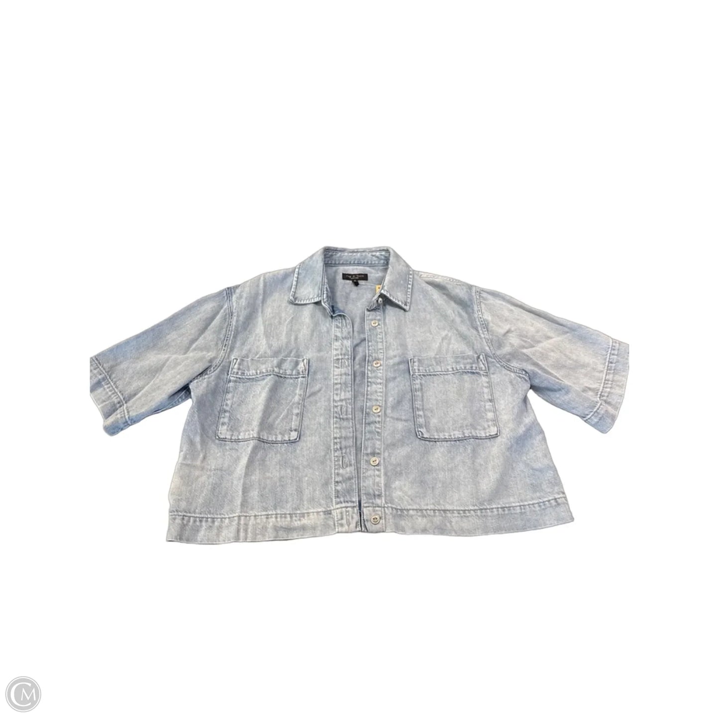 Top Short Sleeve By Rag And Bone In Blue Denim, Size: M