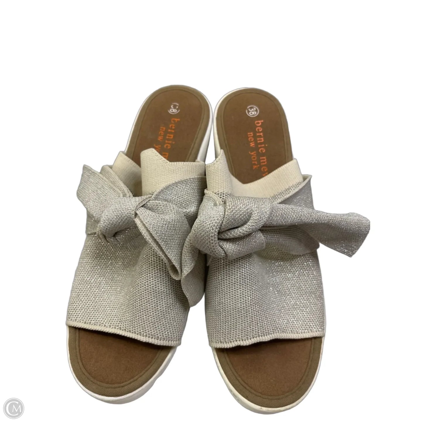 Sandals Heels Wedge By Bernie Mev In Silver, Size: 8