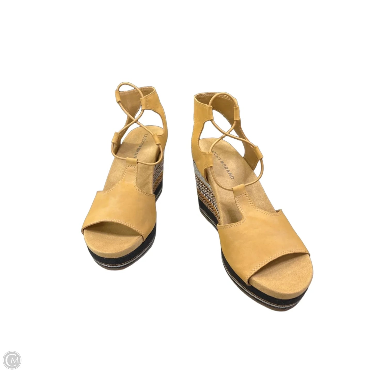 Sandals Heels Wedge By Lucky Brand In Yellow, Size: 8.5