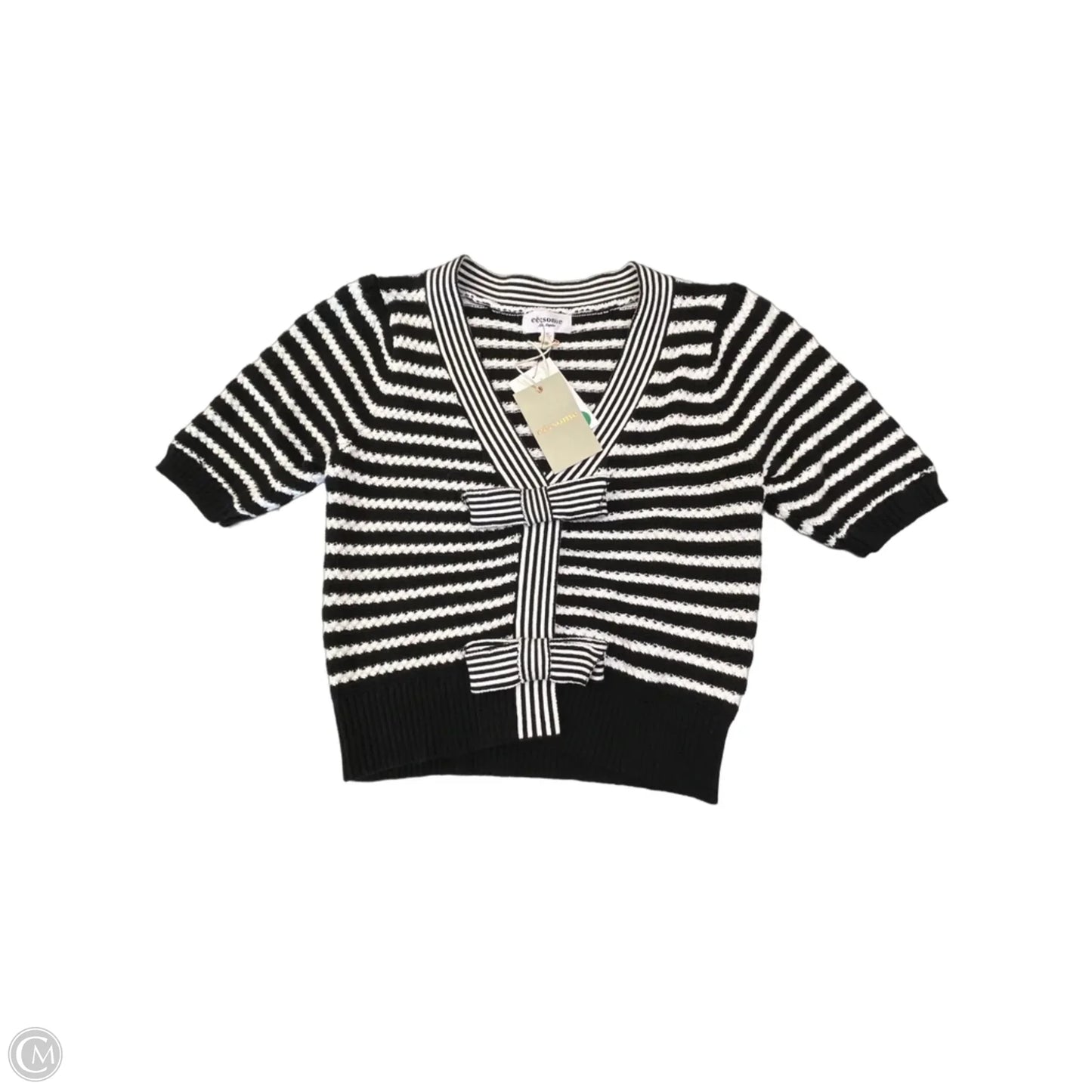 Sweater Short Sleeve By Ee Some In Black & White, Size: M