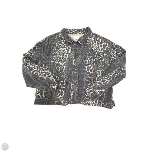 Jacket Denim By Clothes Mentor In Leopard Print, Size: 3x