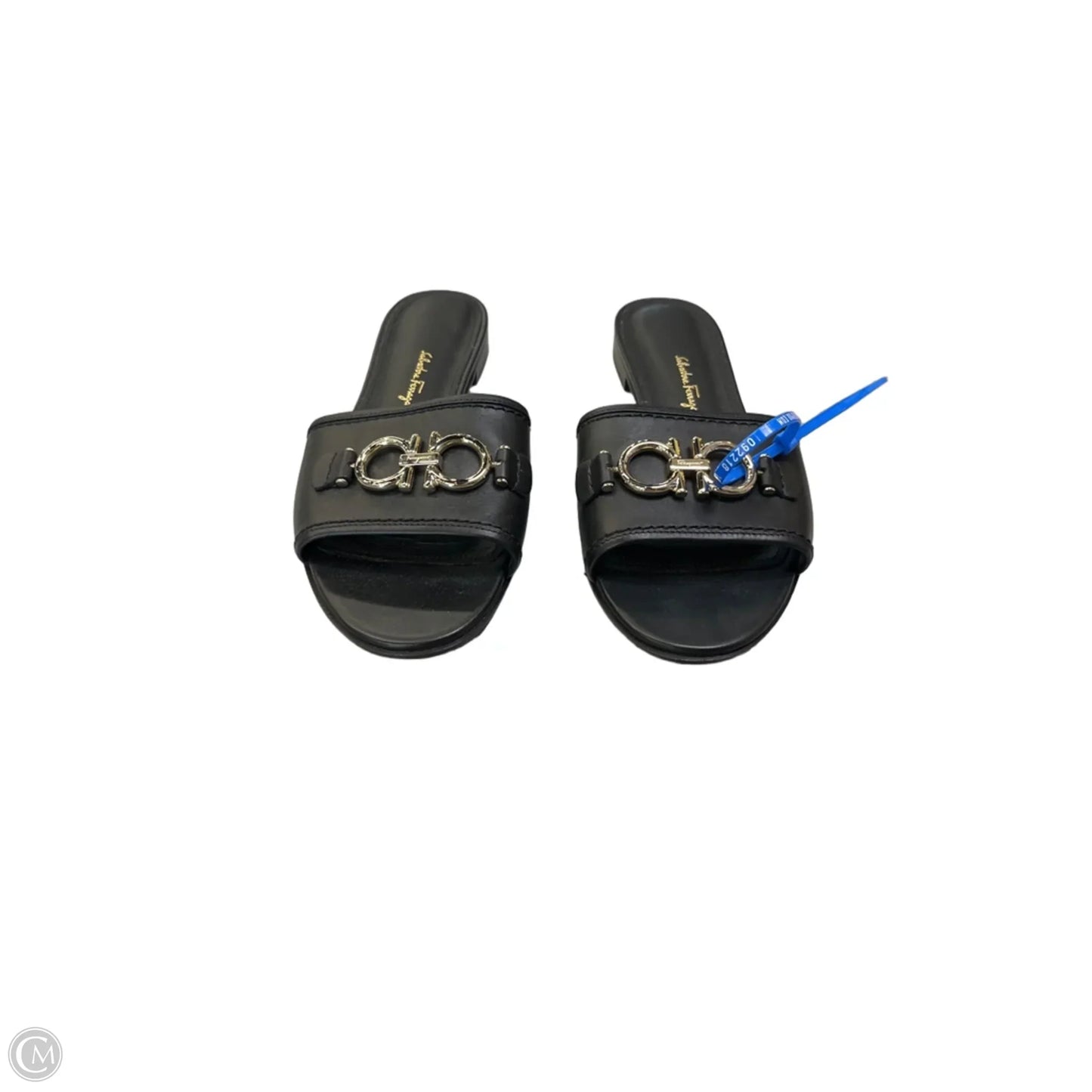 Sandals Luxury Designer By Ferragamo In Black, Size: 7