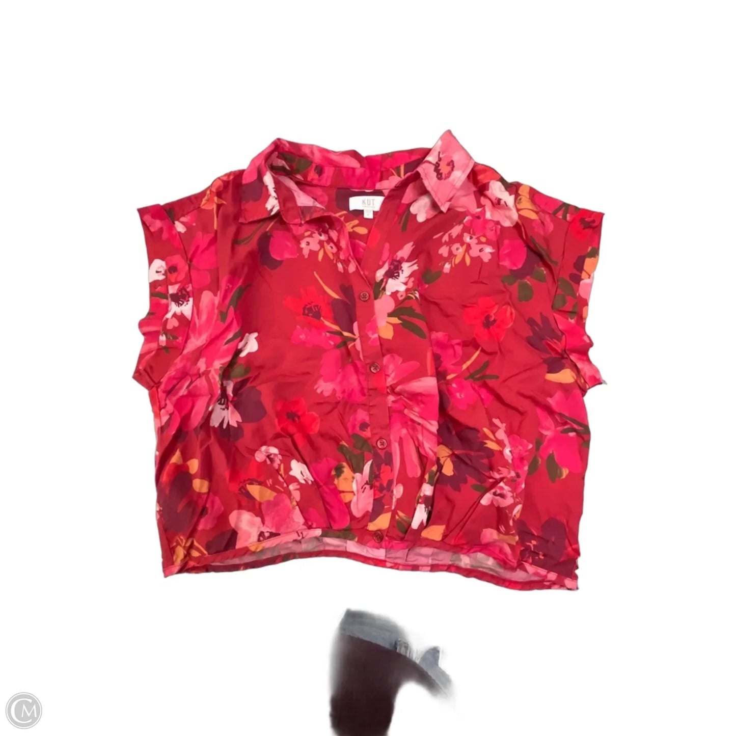 Blouse Short Sleeve By Kut In Red, Size: Xl