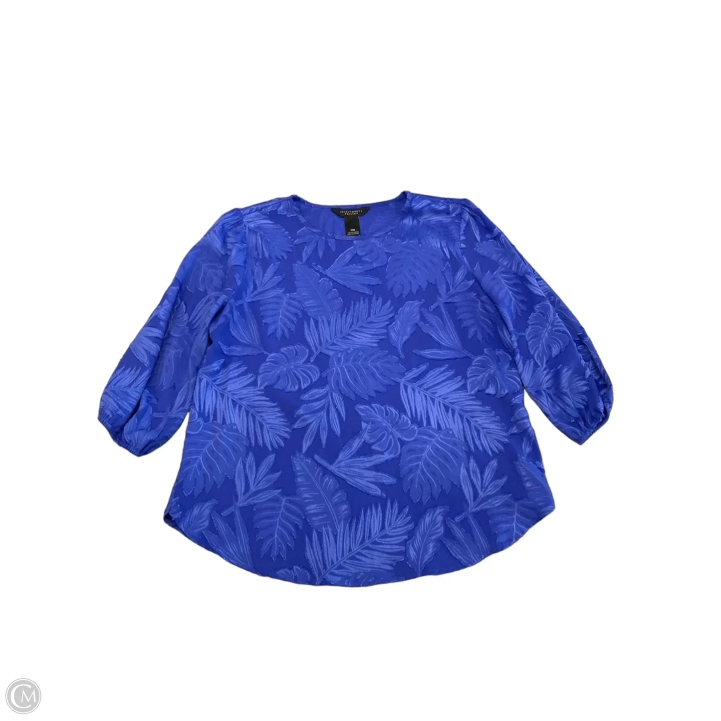 Blouse 3/4 Sleeve By Investments In Blue, Size: Mp