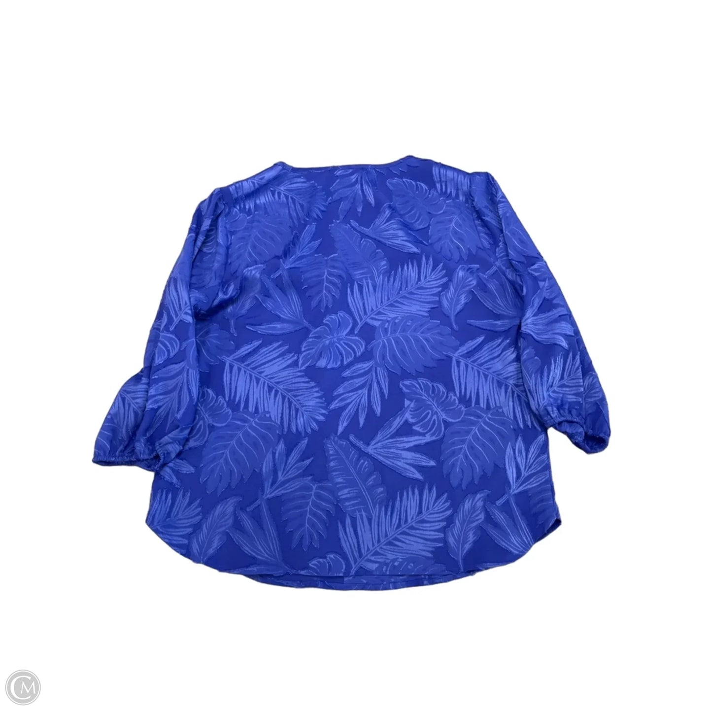 Blouse 3/4 Sleeve By Investments In Blue, Size: Mp