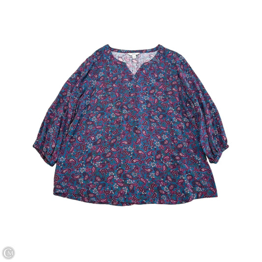 Top Long Sleeve By Croft And Barrow In Teal, Size: Xl