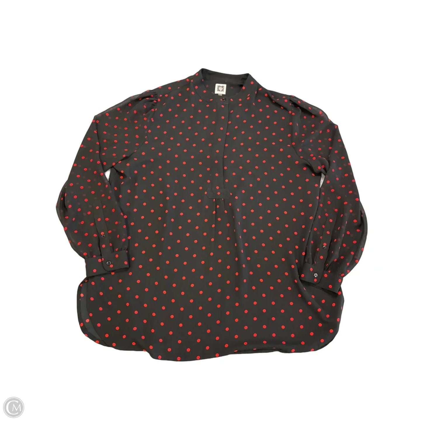Blouse Long Sleeve By Anne Klein In Polkadot Pattern, Size: Xl
