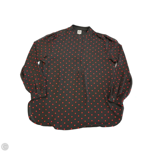 Blouse Long Sleeve By Anne Klein In Polkadot Pattern, Size: Xl