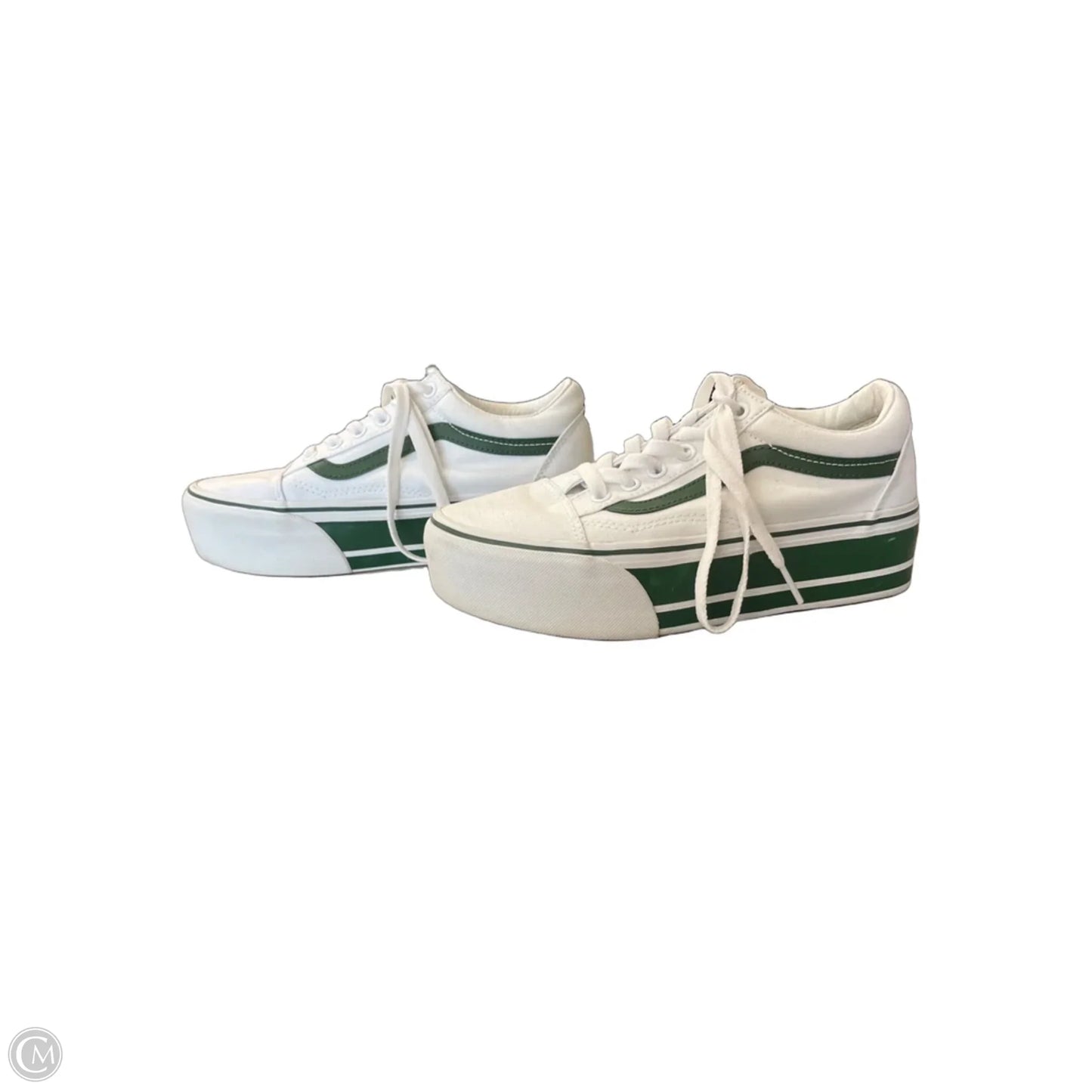Shoes Sneakers By Vans In Green & White, Size: 7.5