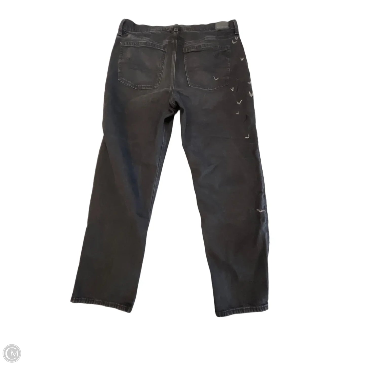 Jeans Straight By American Eagle In Black Denim, Size: 16
