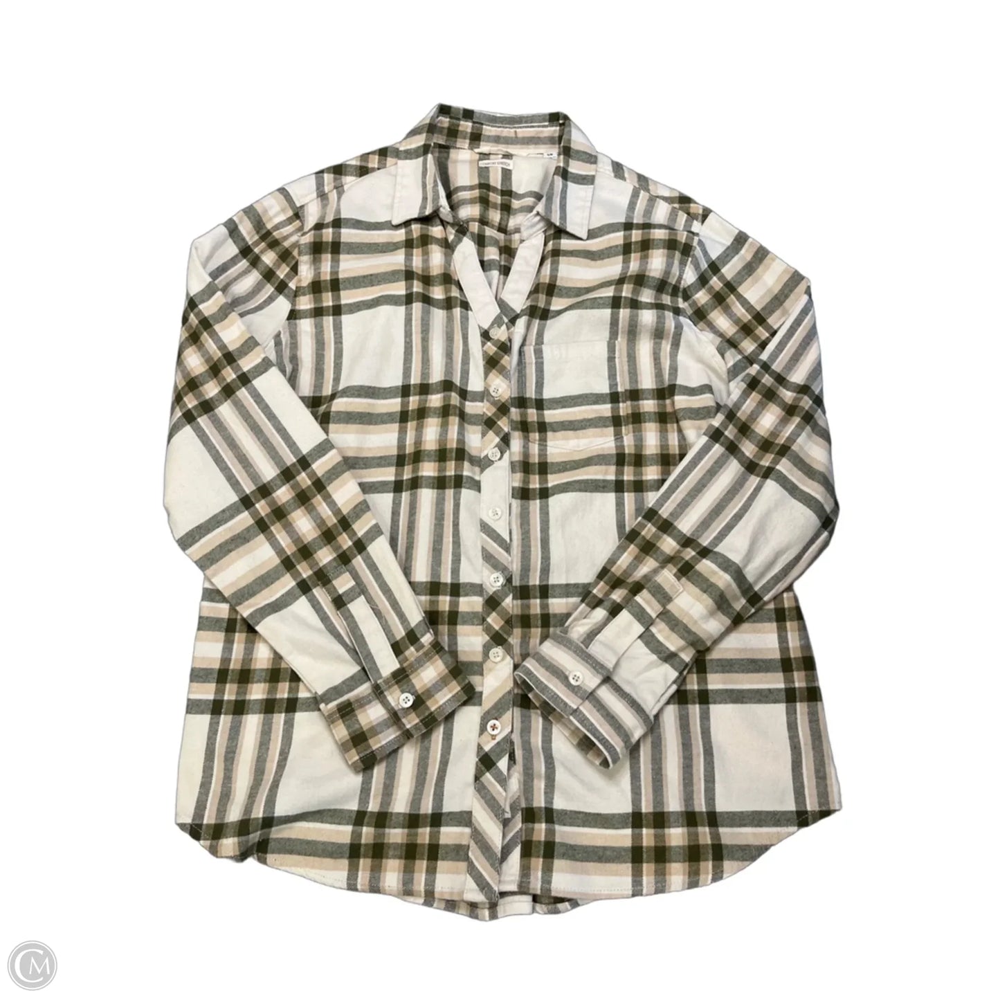 Top Long Sleeve By Weatherproof In Plaid Pattern, Size: L