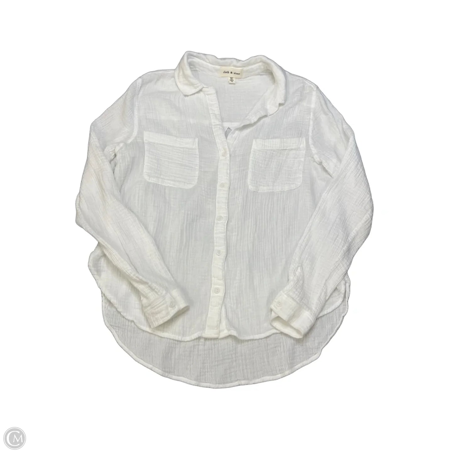 Blouse Long Sleeve By Cloth & Stone In White, Size: M