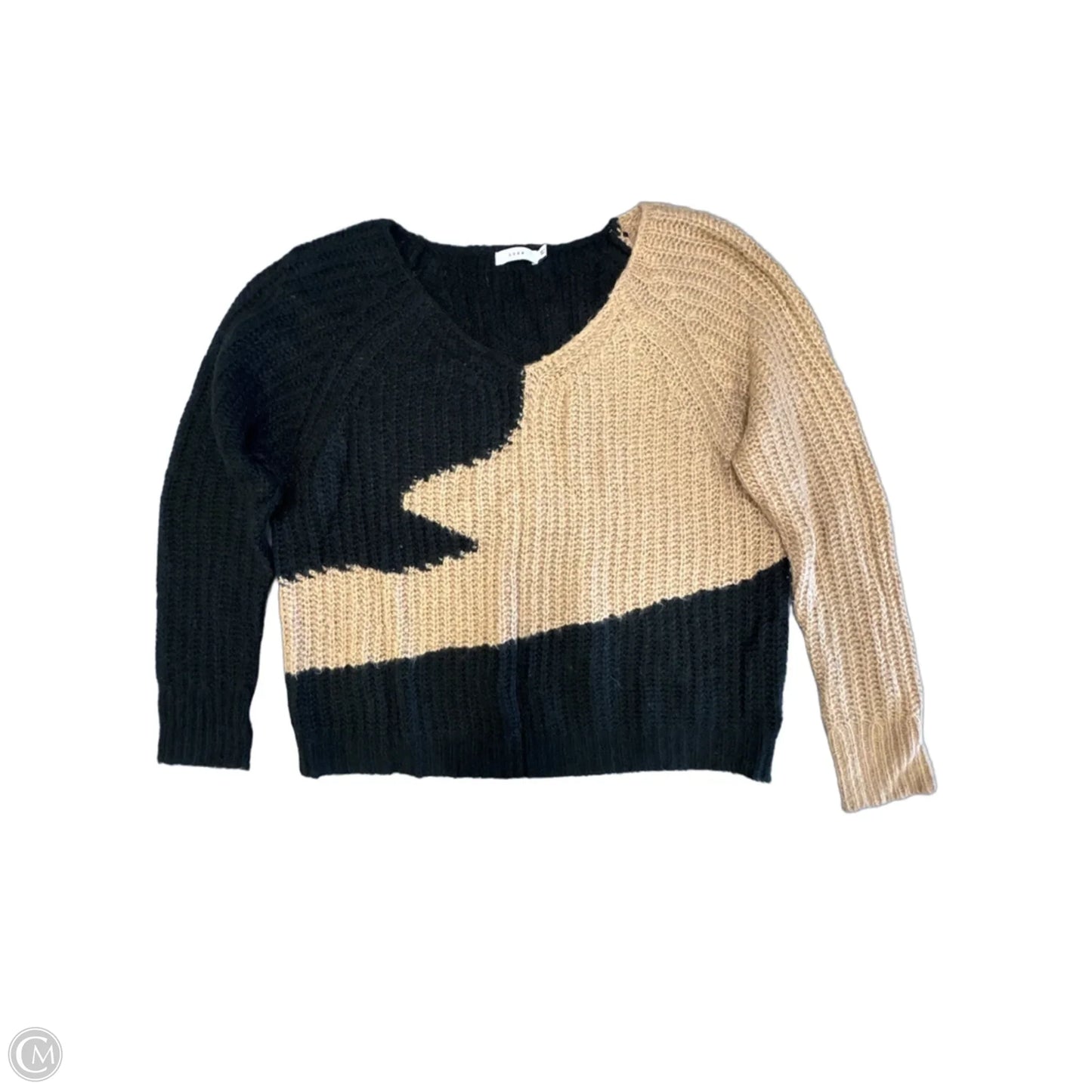 Sweater By Lush In Black & Tan, Size: M