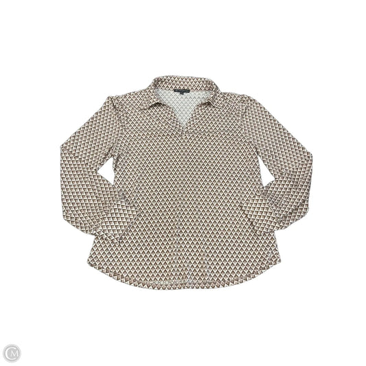 Blouse Long Sleeve By Adrianna Papell In Pink & Tan, Size: M