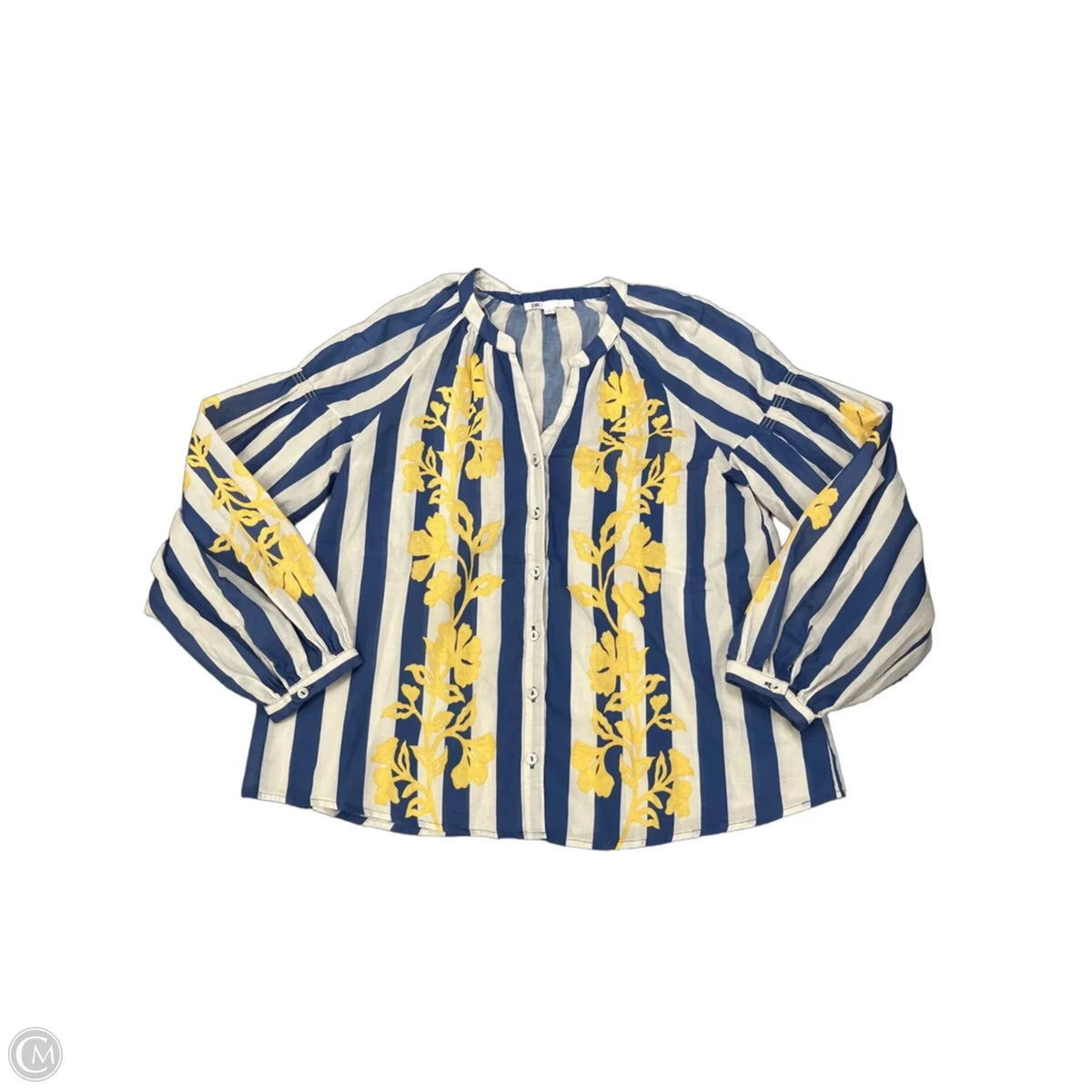 Blouse Long Sleeve By Dr2 In Striped Pattern, Size: S