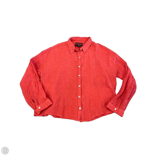 Blouse Long Sleeve By Tahari In Red, Size: L