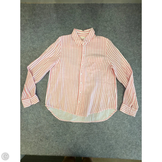Blouse Long Sleeve By Caslon In Pink & White, Size: S