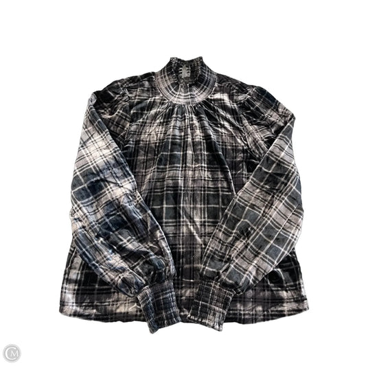 Blouse Long Sleeve By Evereve In Black & Grey, Size: Xs