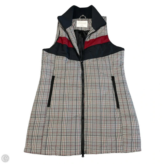 Vest Puffer & Quilted By Natural Reflections In Plaid Pattern, Size: L