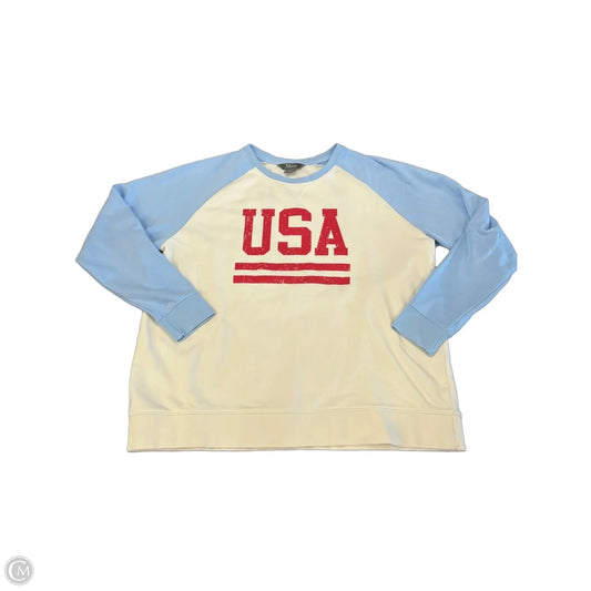 Top Long Sleeve By Natural Reflections In Blue Red & White, Size: M