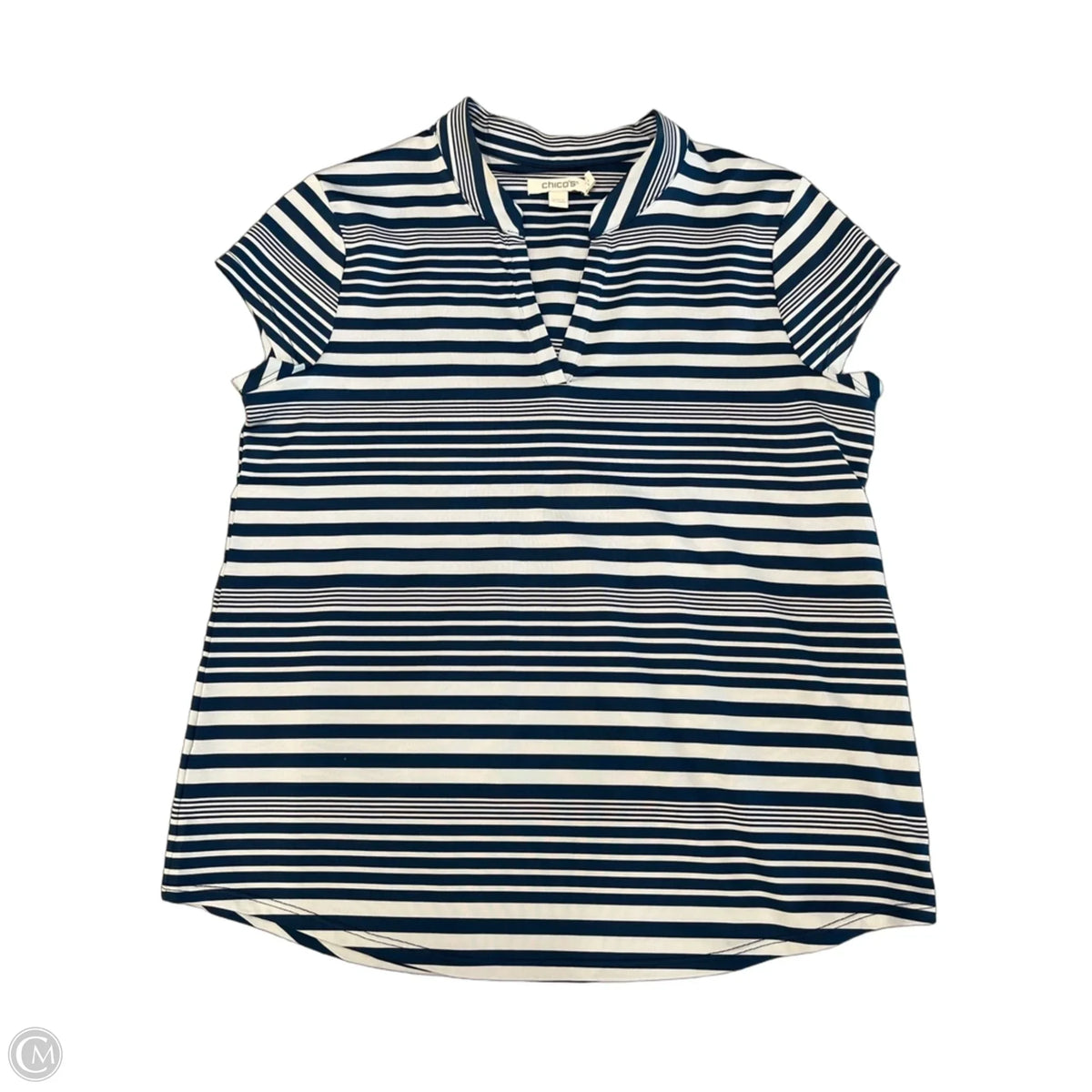 Top Short Sleeve By Chicos In Striped Pattern, Size: S